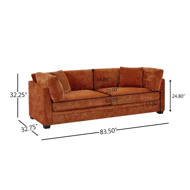 Christopher Knight Home Sany Canapé moderne 3 places en chenille de 212 cm avec accoudoirs évasés et coussins