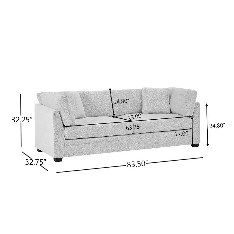 Christopher Knight Home Sany Canapé moderne 3 places en chenille de 212 cm avec accoudoirs évasés et coussins