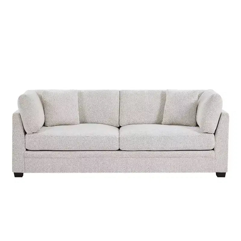 Christopher Knight Home Sany Canapé moderne 3 places en chenille de 212 cm avec accoudoirs évasés et coussins