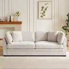Christopher Knight Home Sany Modern 83.5 3-Seater Chenille Upholstered Sofa with Flared Arms and Cushions