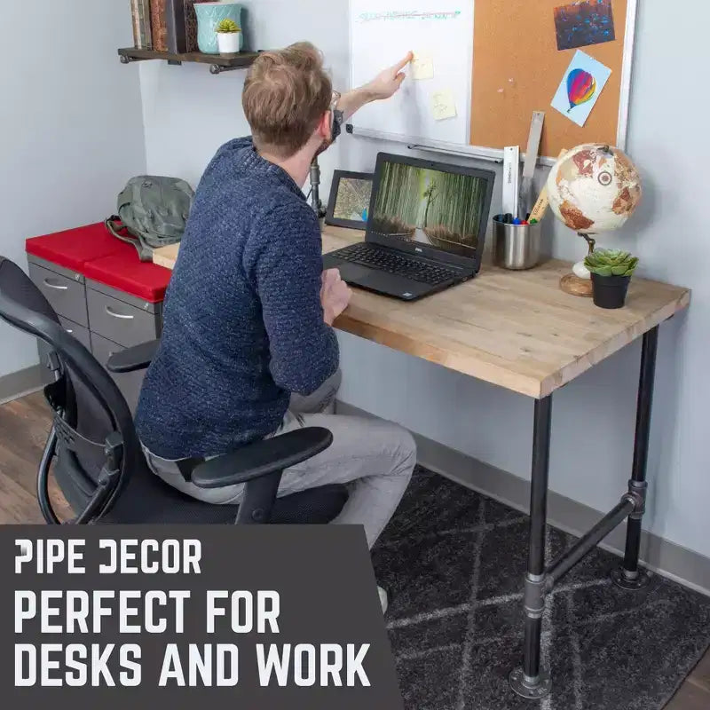 Pipe Decor Pied de support de bureau à bride ronde robuste en H de 2,54 cm – 1 pied