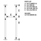 Pipe Decor Pied de support de bureau à bride ronde robuste en H de 2,54 cm – 1 pied