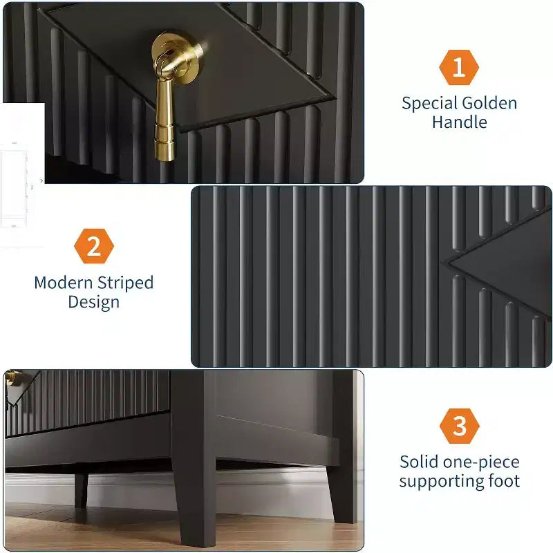 Commode COZONY 42.9 Tall Fluted à 5 tiroirs, commode moderne en bois pour chambre à coucher, meuble de rangement pour salon, couloir