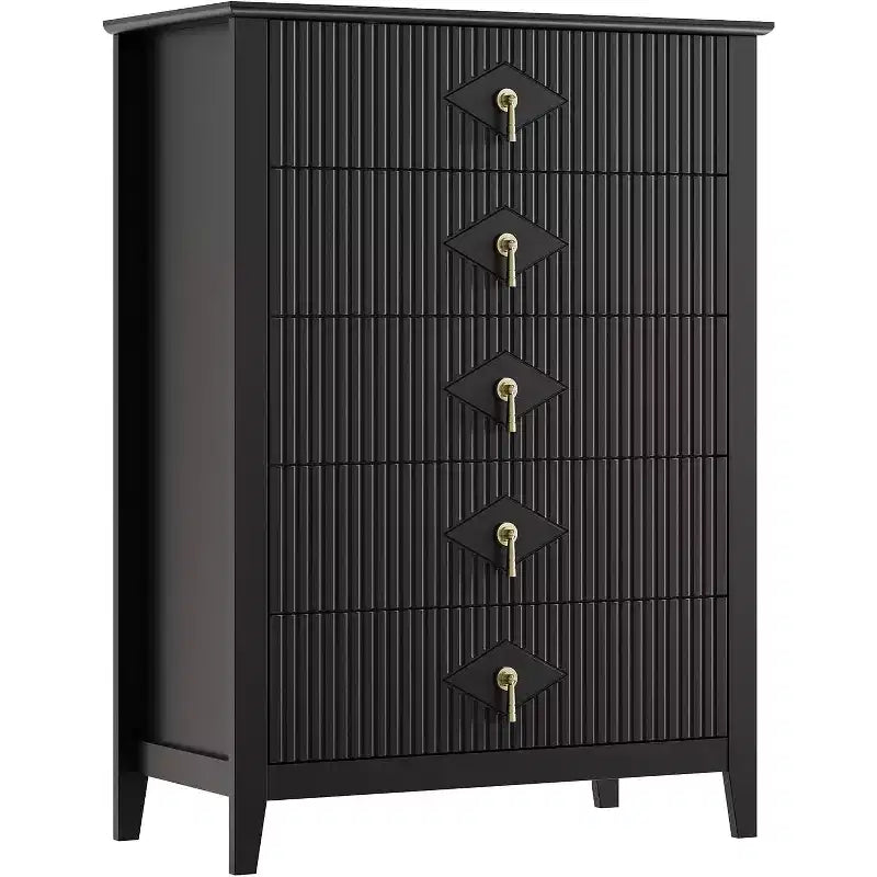 Commode COZONY 42.9 Tall Fluted à 5 tiroirs, commode moderne en bois pour chambre à coucher, meuble de rangement pour salon, couloir