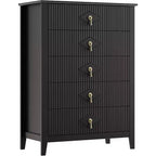 Commode COZONY 42.9 Tall Fluted à 5 tiroirs, commode moderne en bois pour chambre à coucher, meuble de rangement pour salon, couloir