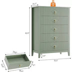 Commode COZONY 42.9 Tall Fluted à 5 tiroirs, commode moderne en bois pour chambre à coucher, meuble de rangement pour salon, couloir