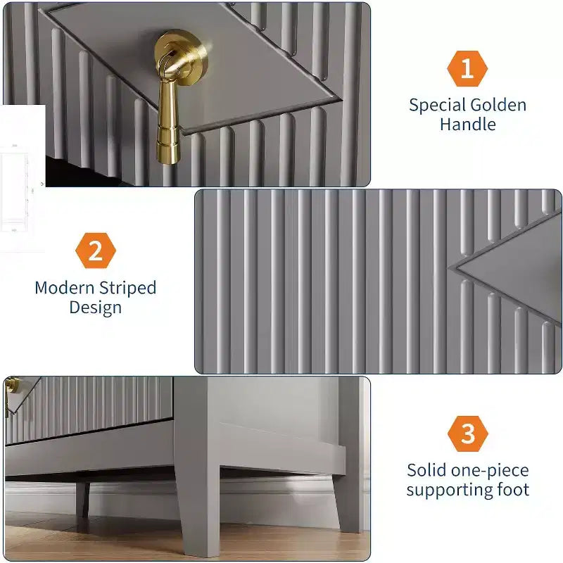 Commode COZONY 42.9 Tall Fluted à 5 tiroirs, commode moderne en bois pour chambre à coucher, meuble de rangement pour salon, couloir