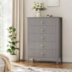 Commode COZONY 42.9 Tall Fluted à 5 tiroirs, commode moderne en bois pour chambre à coucher, meuble de rangement pour salon, couloir