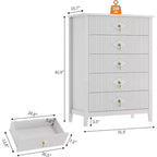 Commode COZONY 42.9 Tall Fluted à 5 tiroirs, commode moderne en bois pour chambre à coucher, meuble de rangement pour salon, couloir