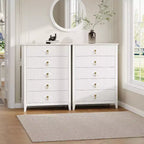 Commode COZONY 42.9 Tall Fluted à 5 tiroirs, commode moderne en bois pour chambre à coucher, meuble de rangement pour salon, couloir