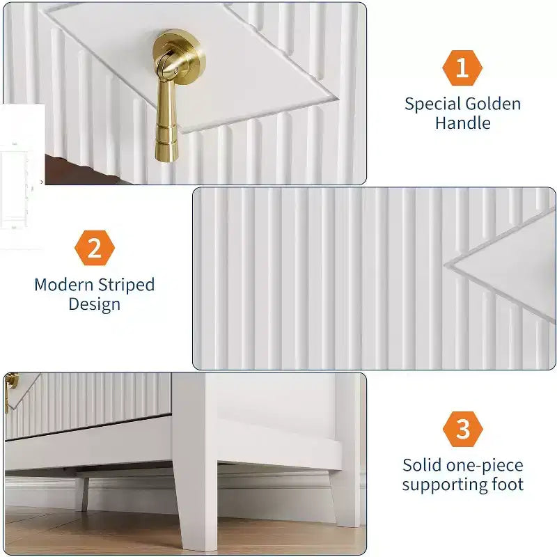 Commode COZONY 42.9 Tall Fluted à 5 tiroirs, commode moderne en bois pour chambre à coucher, meuble de rangement pour salon, couloir
