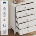 Commode COZONY 42.9 Tall Fluted à 5 tiroirs, commode moderne en bois pour chambre à coucher, meuble de rangement pour salon, couloir
