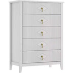 Commode COZONY 42.9 Tall Fluted à 5 tiroirs, commode moderne en bois pour chambre à coucher, meuble de rangement pour salon, couloir