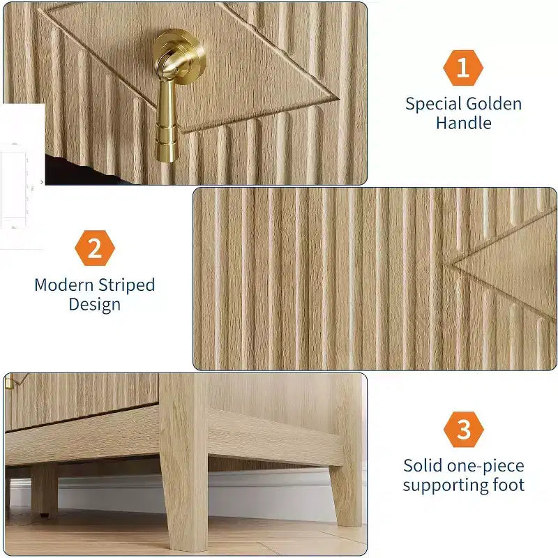 Commode COZONY 42.9 Tall Fluted à 5 tiroirs, commode moderne en bois pour chambre à coucher, meuble de rangement pour salon, couloir