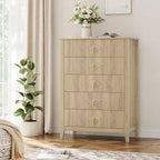 Commode COZONY 42.9 Tall Fluted à 5 tiroirs, commode moderne en bois pour chambre à coucher, meuble de rangement pour salon, couloir