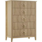Commode COZONY 42.9 Tall Fluted à 5 tiroirs, commode moderne en bois pour chambre à coucher, meuble de rangement pour salon, couloir