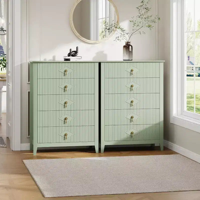 Commode COZONY 42.9 Tall Fluted à 5 tiroirs, commode moderne en bois pour chambre à coucher, meuble de rangement pour salon, couloir
