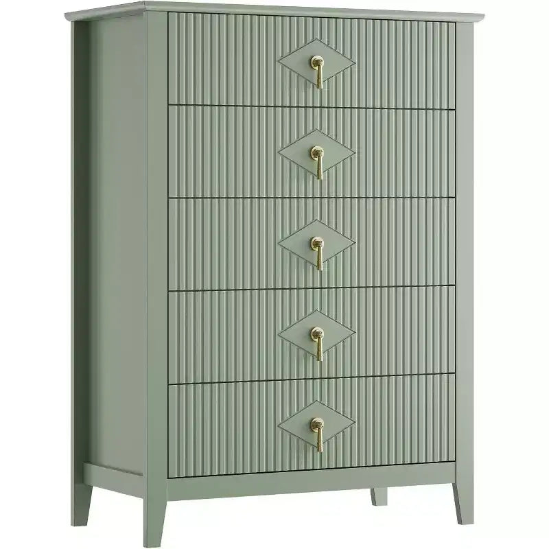 Commode COZONY 42.9 Tall Fluted à 5 tiroirs, commode moderne en bois pour chambre à coucher, meuble de rangement pour salon, couloir