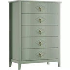 Commode COZONY 42.9 Tall Fluted à 5 tiroirs, commode moderne en bois pour chambre à coucher, meuble de rangement pour salon, couloir