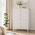 Commode COZONY 42.9 Tall Fluted à 5 tiroirs, commode moderne en bois pour chambre à coucher, meuble de rangement pour salon, couloir