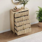 Commode COZONY 42.9 Tall Fluted à 5 tiroirs, commode moderne en bois pour chambre à coucher, meuble de rangement pour salon, couloir