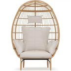 Fauteuil œuf en osier - Fauteuil œuf en rotin imperméable avec coussin d'assise épais, rotin tressé à la main, cadre galvanisé et pieds antidérapants - pour jardins, vérandas