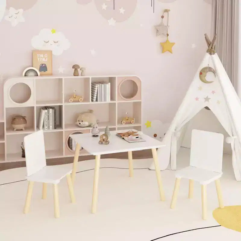 Ensemble table et chaises pour tout-petits, bureau multifonctionnel et 2 chaises pour enfants, table d'étude/jouet/repas au design sûr pour enfants pour salon et chambre d'enfants
