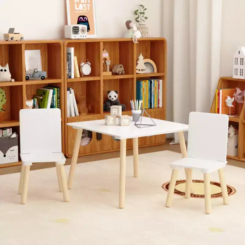 Ensemble table et chaises pour tout-petits, bureau multifonctionnel et 2 chaises pour enfants, table d'étude/jouet/repas au design sûr pour enfants pour salon et chambre d'enfants