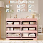 COZONY Commode moderne à 6 tiroirs, Armoire de rangement contemporaine en bois, Commode double pour chambre à coucher, salon, entrée