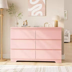 COZONY Commode moderne à 6 tiroirs, Armoire de rangement contemporaine en bois, Commode double pour chambre à coucher, salon, entrée