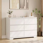 COZONY Commode moderne à 6 tiroirs, Armoire de rangement contemporaine en bois, Commode double pour chambre à coucher, salon, entrée