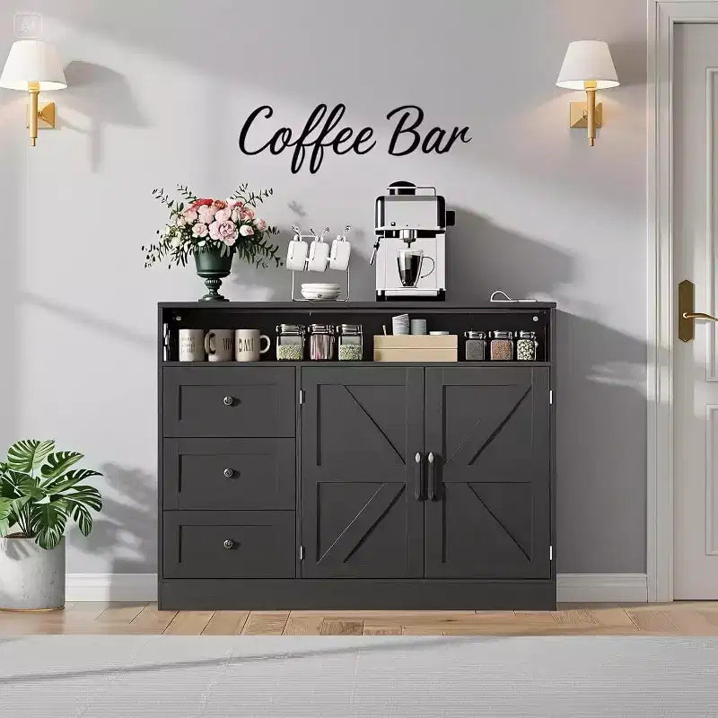 COZONY Armoire buffet de ferme avec rangement, table de buffet avec étagères réglables, armoire de cuisine multifonctionnelle pour salon et salle à manger