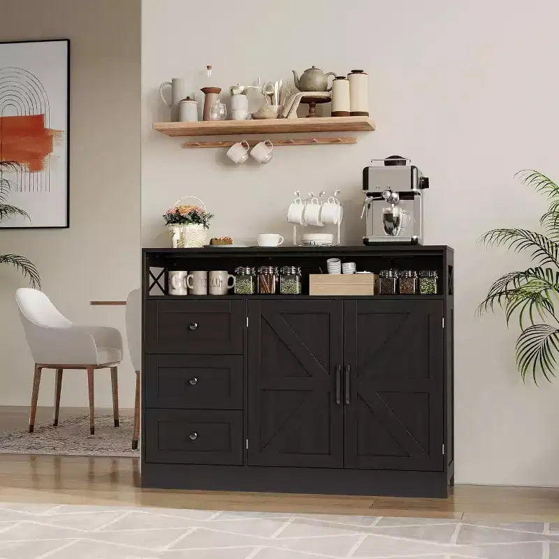 COZONY Armoire buffet de ferme avec rangement, table de buffet avec étagères réglables, armoire de cuisine multifonctionnelle pour salon et salle à manger