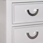 Table de chevet Royal Hampton à 2 tiroirs, métal chromé, bois blanc