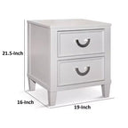Table de chevet Royal Hampton à 2 tiroirs, métal chromé, bois blanc