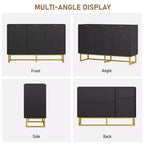31.5 Armoire de buffet, Meuble de bar à café en bois avec pieds en métal, Table console Credenza, Armoire de plancher pour salon