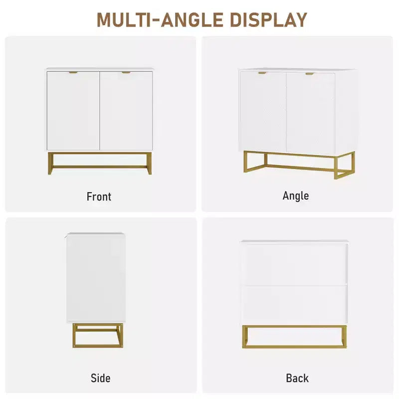 31.5 Armoire de buffet, Meuble de bar à café en bois avec pieds en métal, Table console Credenza, Armoire de plancher pour salon