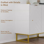 31.5 Armoire de buffet, Meuble de bar à café en bois avec pieds en métal, Table console Credenza, Armoire de plancher pour salon