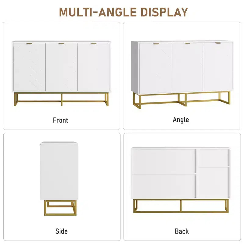 31.5 Armoire de buffet, Meuble de bar à café en bois avec pieds en métal, Table console Credenza, Armoire de plancher pour salon