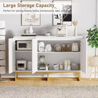 31.5 Armoire de buffet, Meuble de bar à café en bois avec pieds en métal, Table console Credenza, Armoire de plancher pour salon