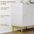 31.5 Armoire de buffet, Meuble de bar à café en bois avec pieds en métal, Table console Credenza, Armoire de plancher pour salon