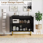 31.5 Armoire de buffet, Meuble de bar à café en bois avec pieds en métal, Table console Credenza, Armoire de plancher pour salon