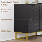 31.5 Armoire de buffet, Meuble de bar à café en bois avec pieds en métal, Table console Credenza, Armoire de plancher pour salon