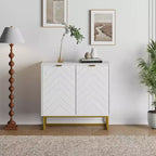 31.5 Armoire de buffet, Meuble de bar à café en bois avec pieds en métal, Table console Credenza, Armoire de plancher pour salon
