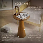 COZAYH Table d'appoint piédestal en bois pour petit salon ou chambre à coucher, Noyer