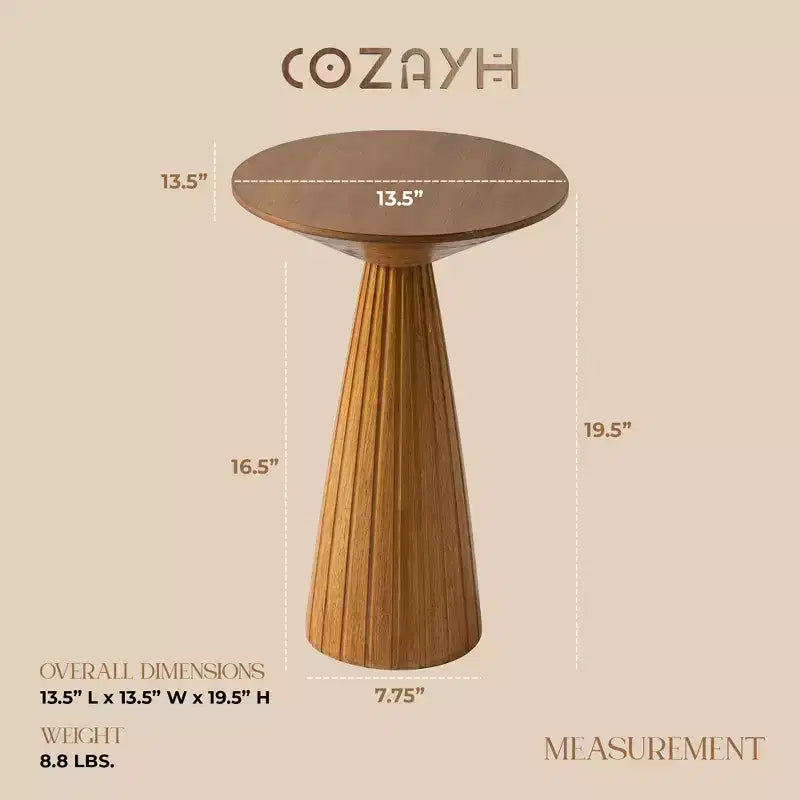 COZAYH Table d'appoint piédestal en bois pour petit salon ou chambre à coucher, Noyer