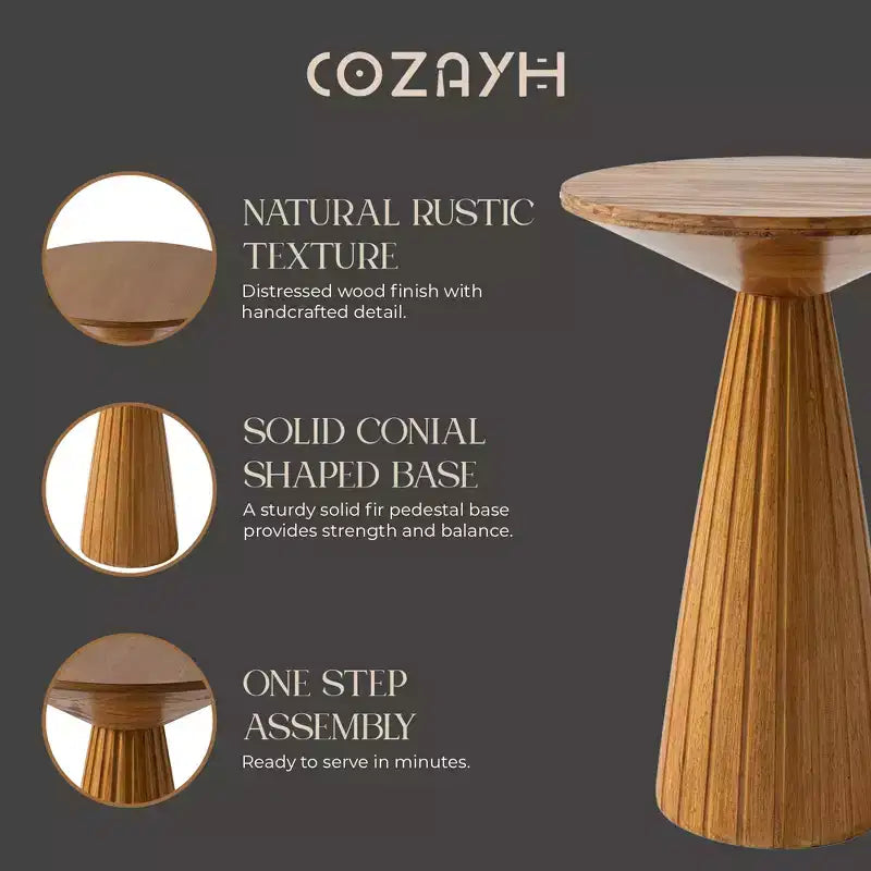 COZAYH Table d'appoint piédestal en bois pour petit salon ou chambre à coucher, Noyer