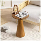 COZAYH Table d'appoint piédestal en bois pour petit salon ou chambre à coucher, Noyer