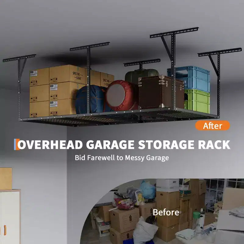 Étagères de Rangement Suspendues pour Garage 270 kg de Capacité, Étagères de Plafond Métalliques Robustes