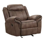 Fauteuil inclinable planeur manuel Ryal Hampton, similicuir marron, accoudoirs rembourrés